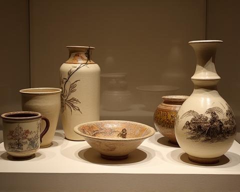 Elegant Japanese ceramics on display for spring sale